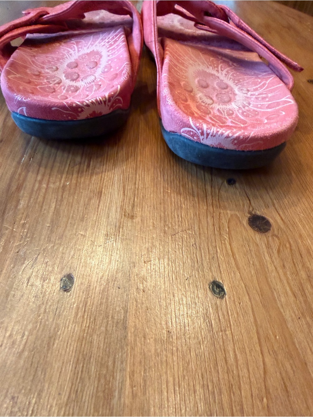 Vionic Coral-Red Floral Dual-Strap Adjustable Slide Sandals - Picture 5 of 5